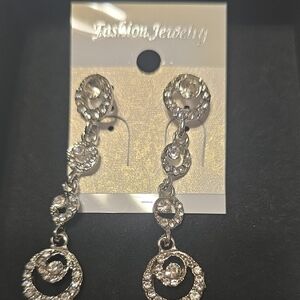 Fashion Jewelry Silver Crystal Dangle Earrings